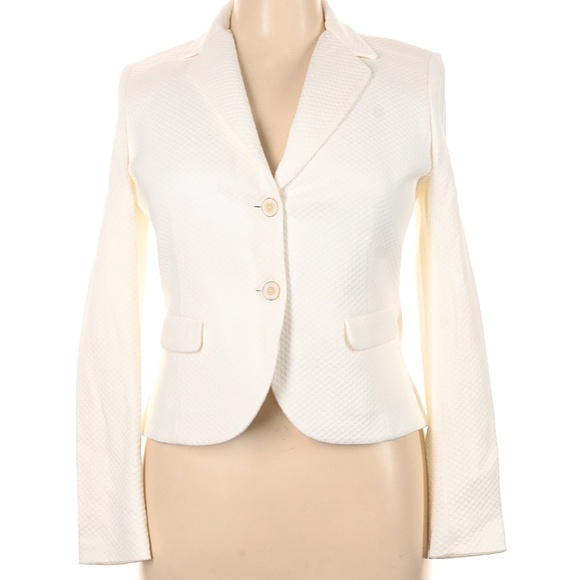 Blue Les Copains Cream Textured Cotton Blazer – Size 46 – NWT - Picture 2 of 10